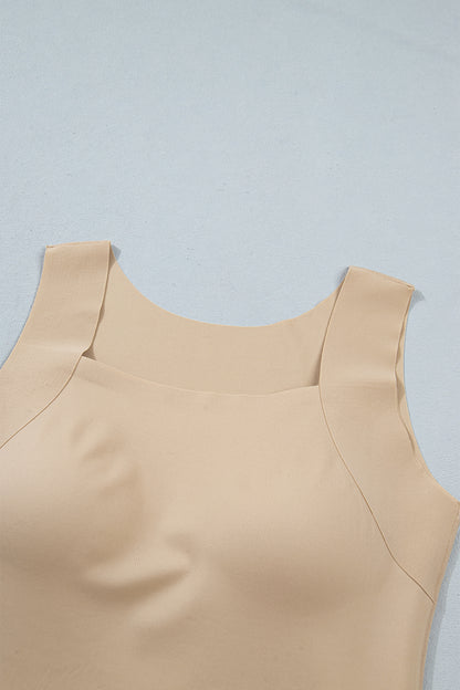Solid Color Wide Strap Splicing Athleisure Tank Top
