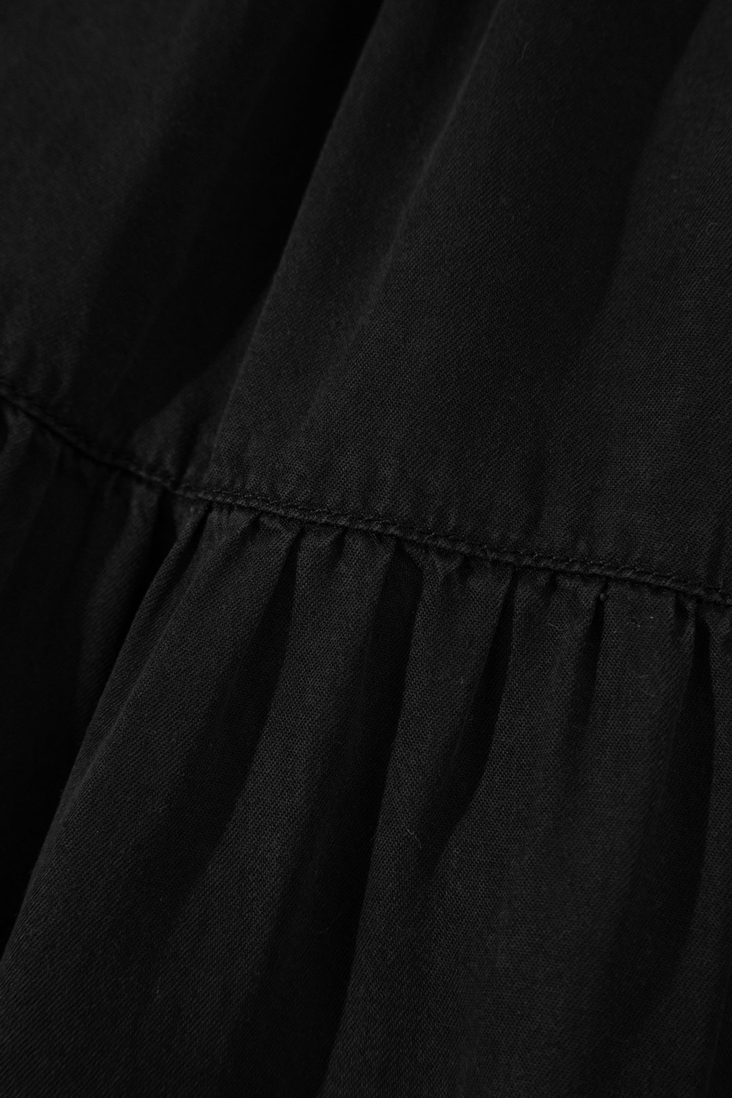 Elastic Waist Ruffled Tiered Flared Denim Maxi Skirt