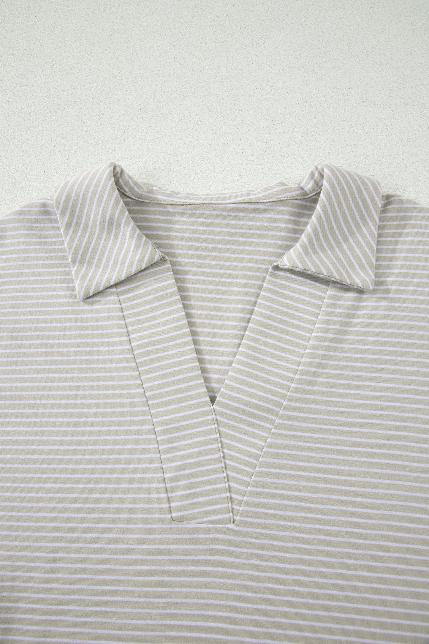 Stripe Dolman Sleeve Polo Shirt and Drawstring Shorts Set