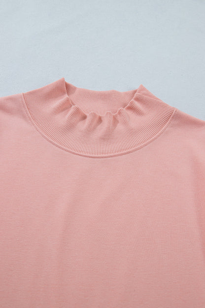 Solid Color High Neck Cap Sleeve Loose Top