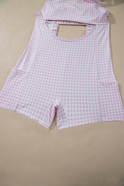 Faux Two Piece Gingham Contrast Patchwork Loose Mini Dress