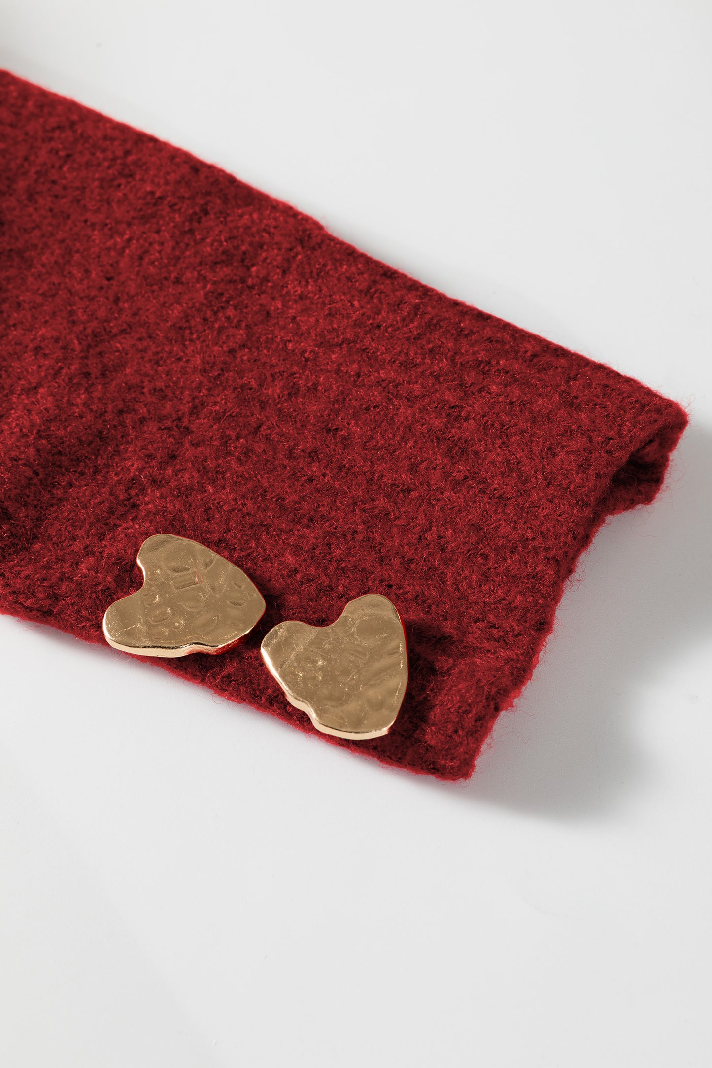 Chicory Coffee Heart Metal Button V Neck Cardigan Sweater