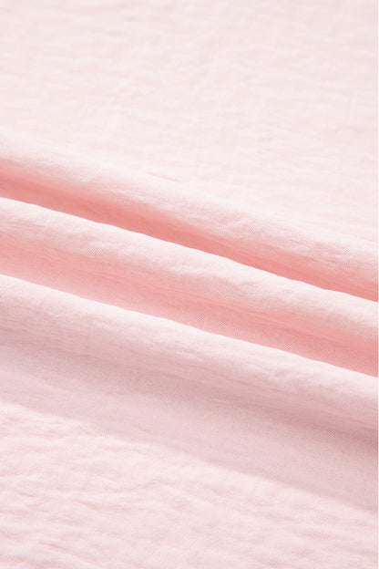 Solid Color Ruffle Trim Short Sleeve Blouse