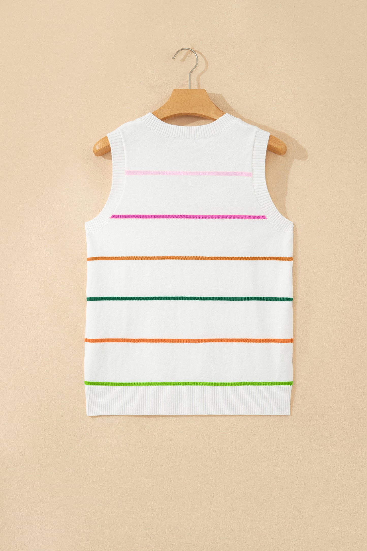 Stripe Round Neck Knitted Sweater Tank