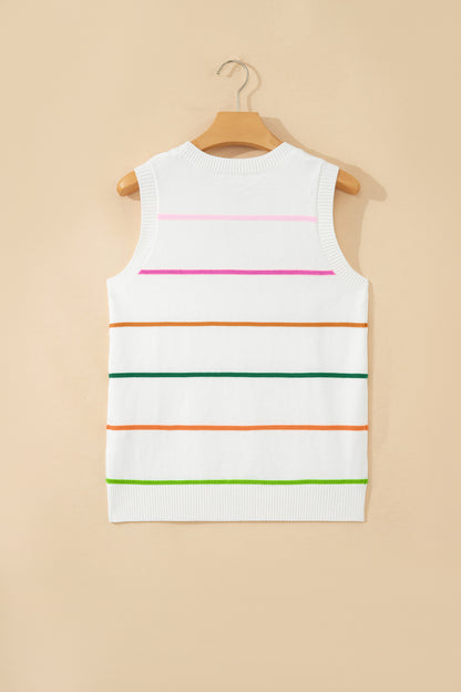 Stripe Round Neck Knitted Sweater Tank