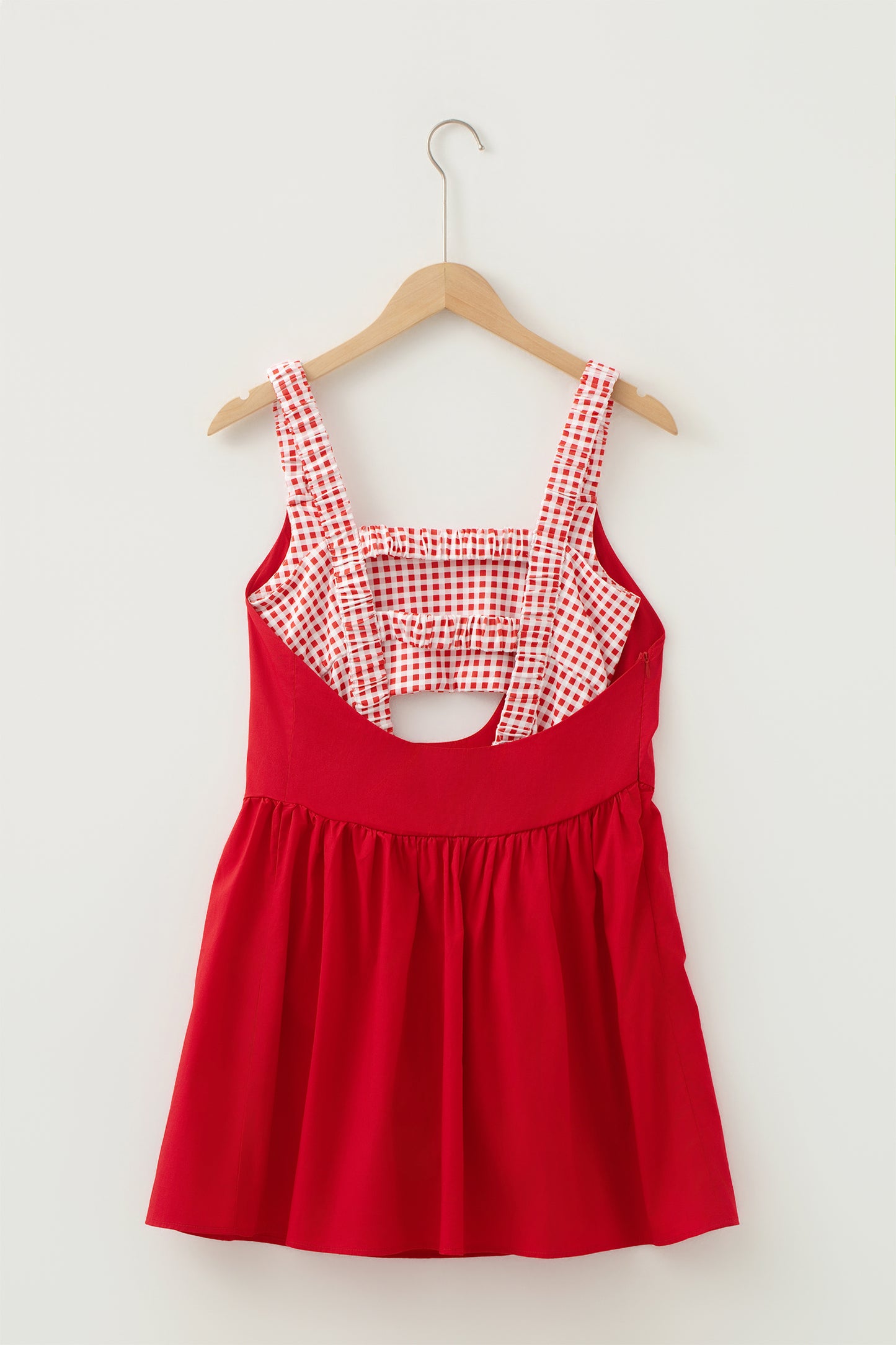 Faux Two Piece Gingham Contrast Patchwork Loose Mini Dress