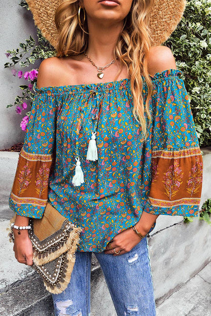 Floral Breeze Off Shoulder Top | Blouse - Women's | 2023, long sleeve top, New Arrivals, tops | Elings
