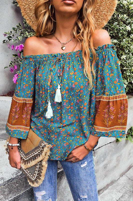 Floral Breeze Off Shoulder Top | Blouse - Women's | 2023, long sleeve top, New Arrivals, tops | Elings