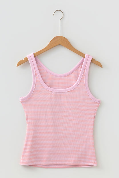 Stripe Ribbed Knit Slim Tank Top