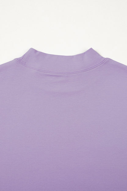 Pink Solid Color High Neck Oversize Tee