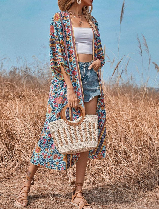 Open Kimono Half Sleeve Floral Robe | Cardigan - Women's | 2023, cardigan, New Arrivals | Elings