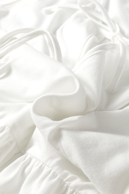 White Plus Size Solid Color Bow Tie Peplum Tank Top