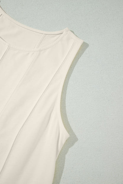 Stitched Detail Loose Tank Top Cotton 2pcs Short Set