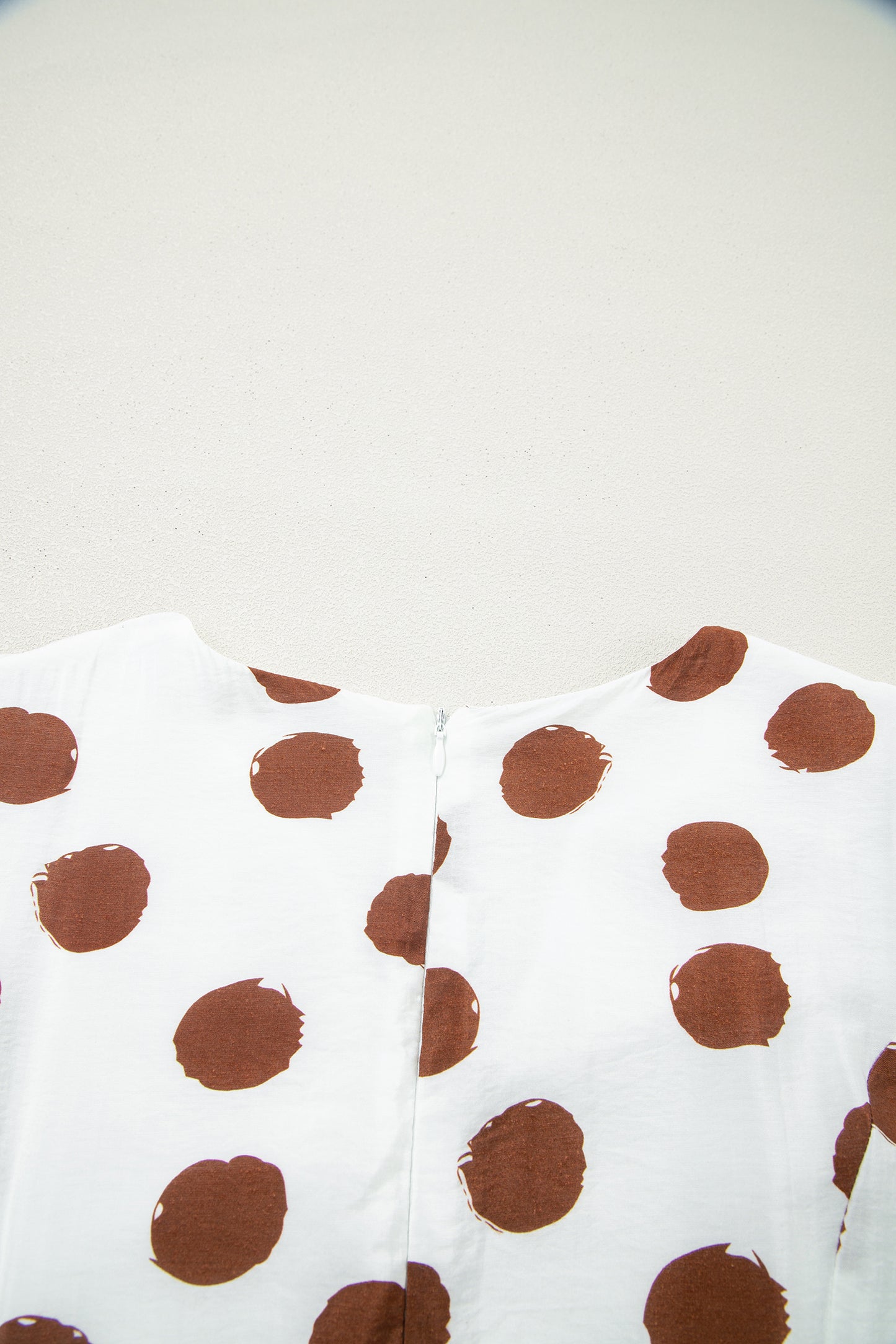 White Polka Dot Printed V Neck Short Sleeve Tie Waist Midi Dress