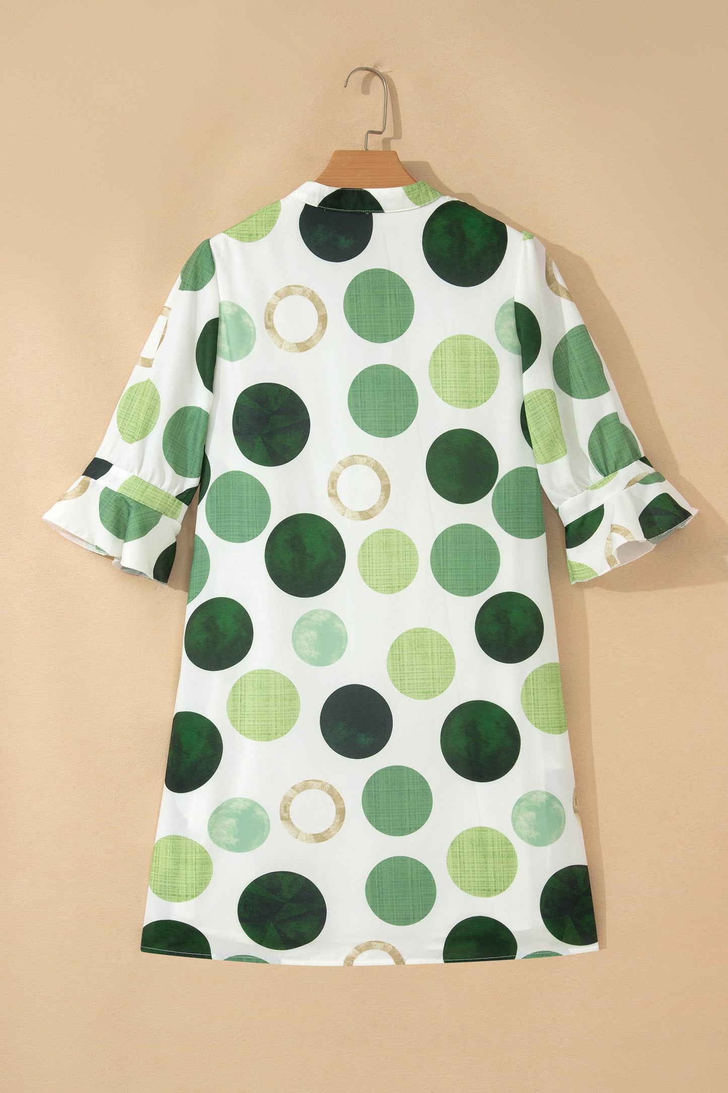 Polka Dot Print Flounced Half Sleeve Casual Vacation Style Mini Dress