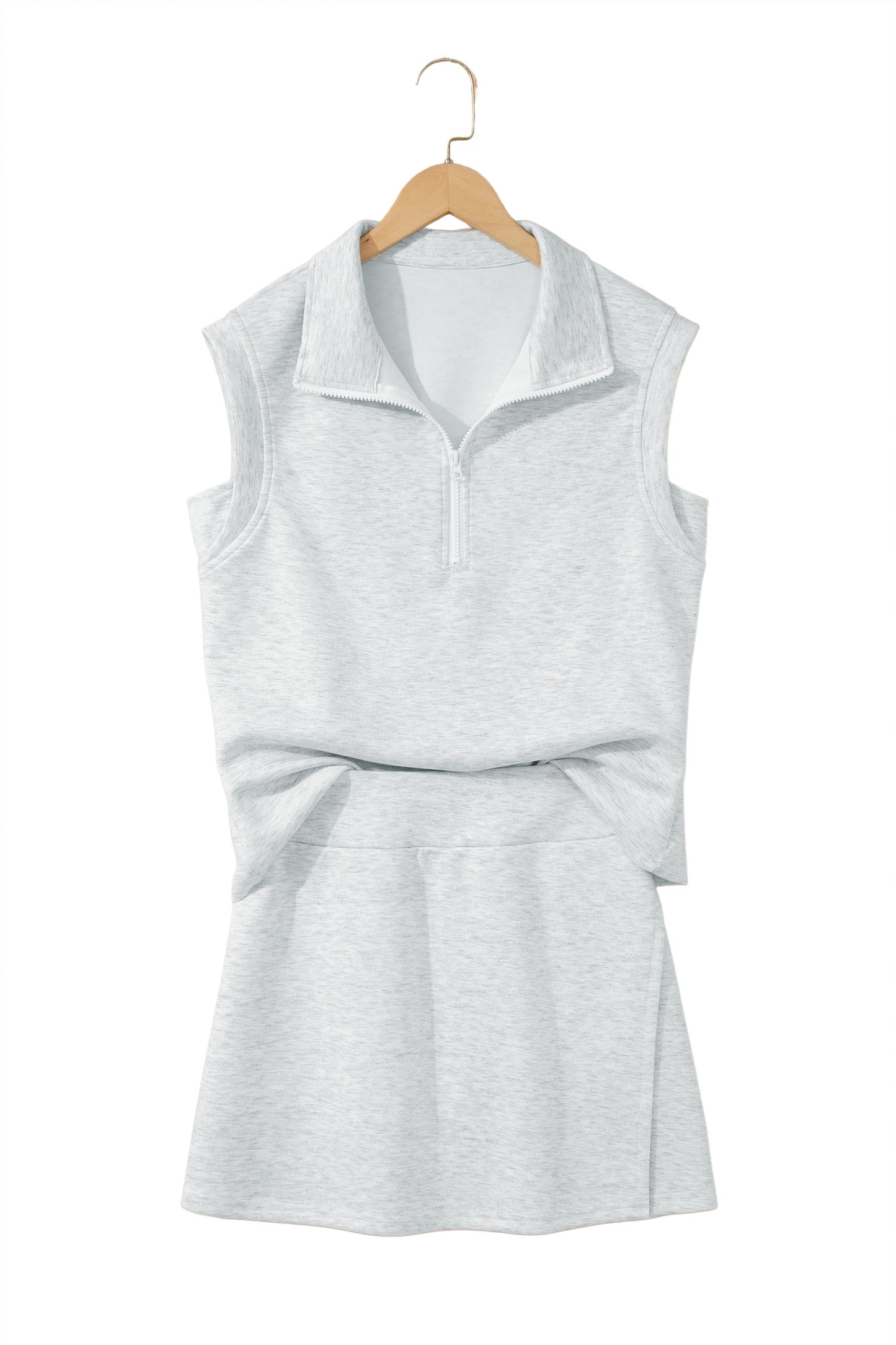 Solid Color Sleeveless Zipper Tank and Skort Set