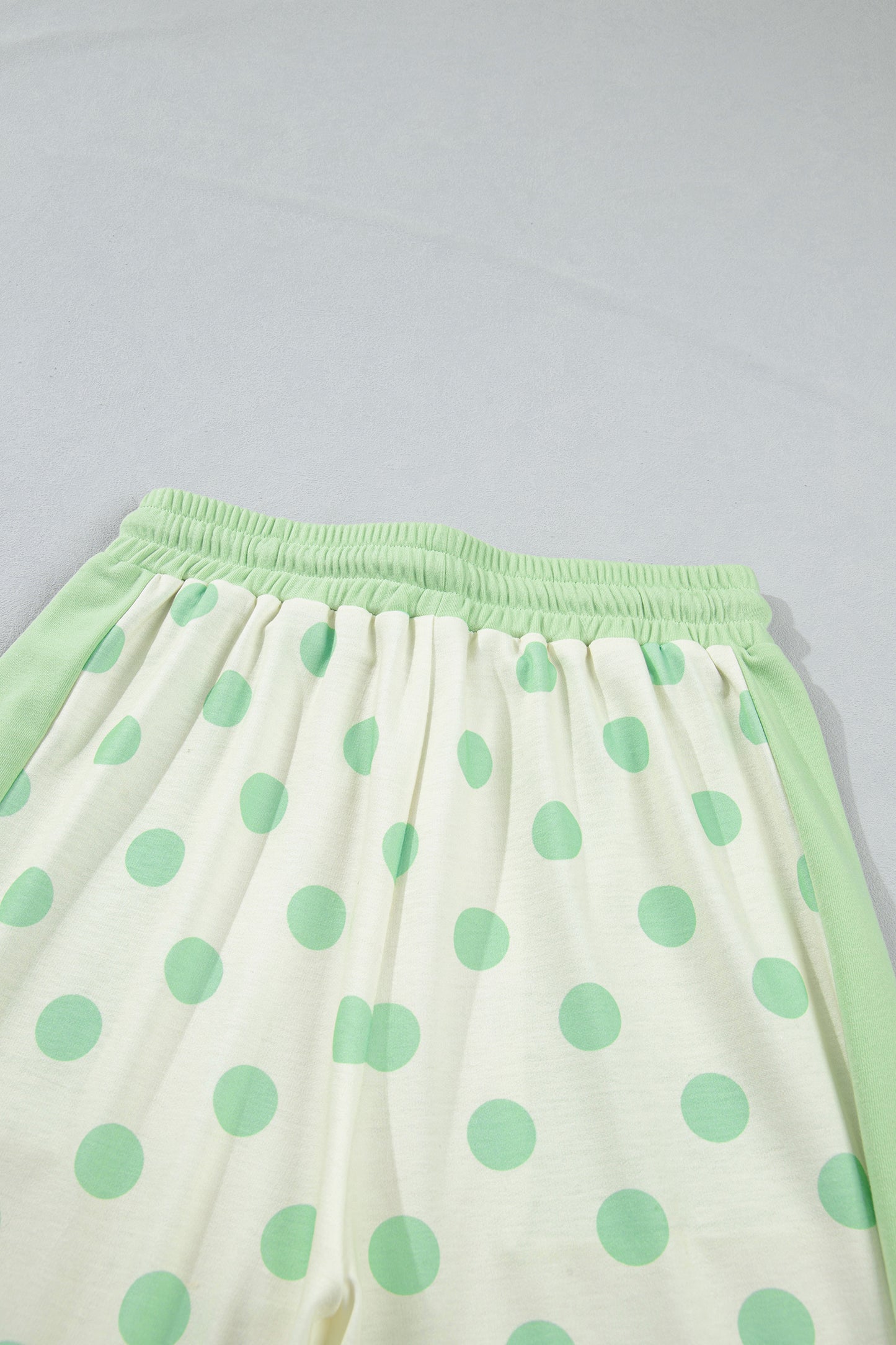 Color Block Patchwork Polka Dot Wide Leg Pant Set