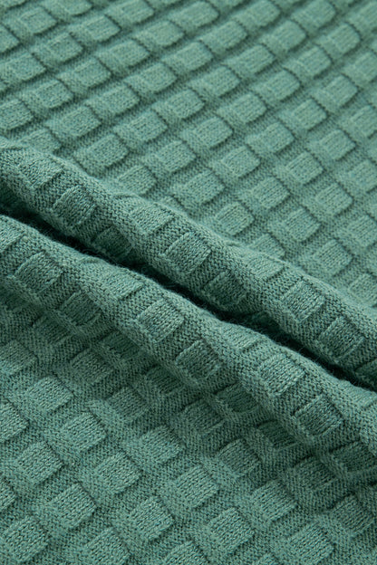 Mist Green Plus Size Solid Color Textured Knit Short Sleeve Sweater