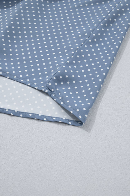 Dotted Print Cuffed Short Sleeve Shirt