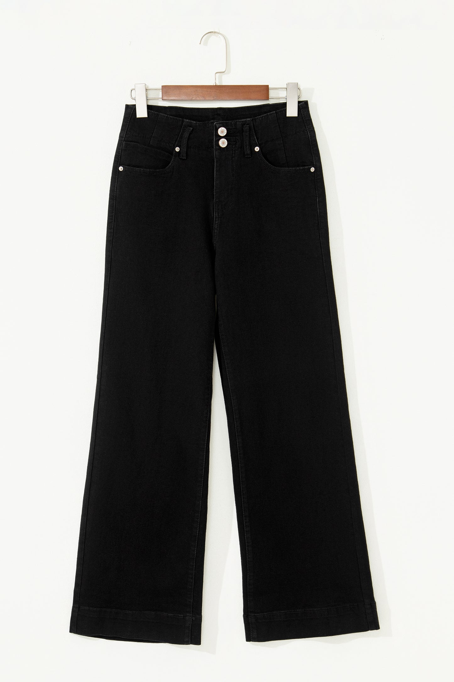 Black 2-Button High Waist Flared Bottom Jeans