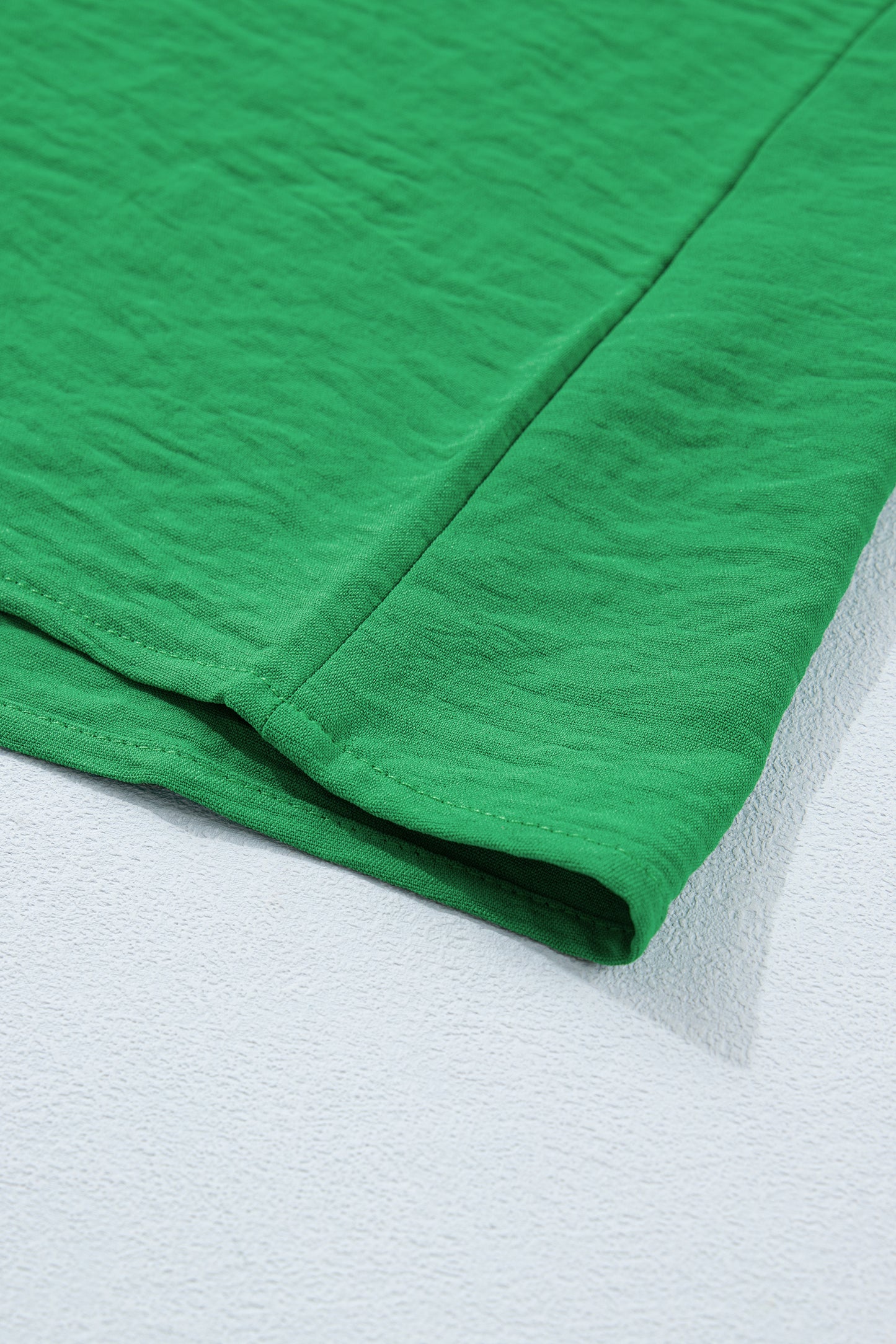 Solid Color Ruffle Trim Short Sleeve Blouse