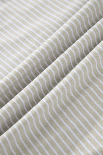 Stripe Dolman Sleeve Polo Shirt and Drawstring Shorts Set