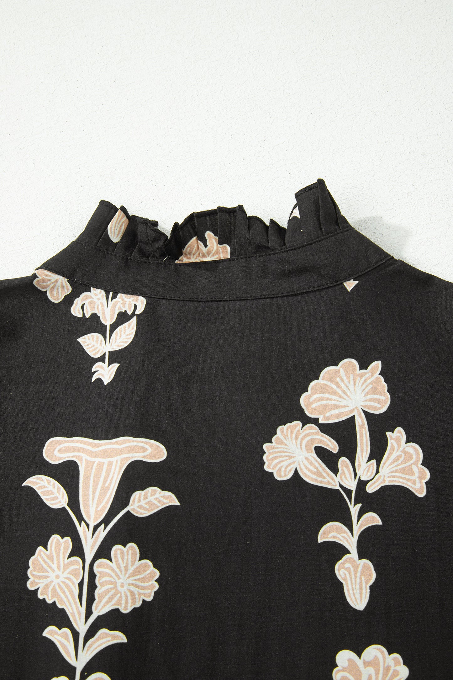 Frilled V Neck Puff Short Sleeve Floral Mini Dress
