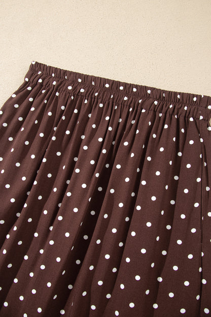 Polka Dot Lace Hem Elegant Long Shift Skirt
