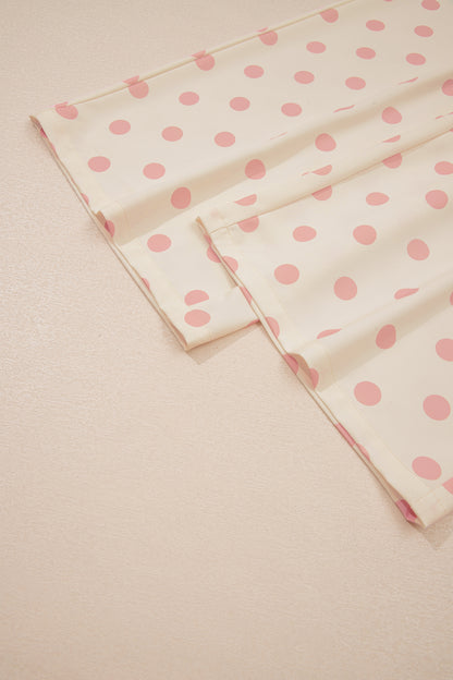 White Polka Dot Print Patched Pocket Loose Pants