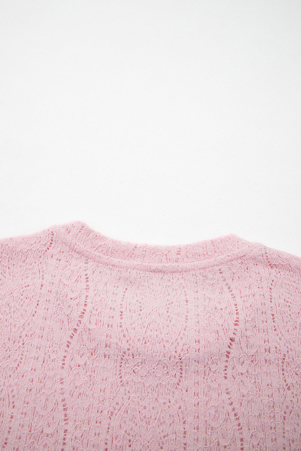 Jet Stream Semi Sheer Lace Long Sleeve Cropped Top
