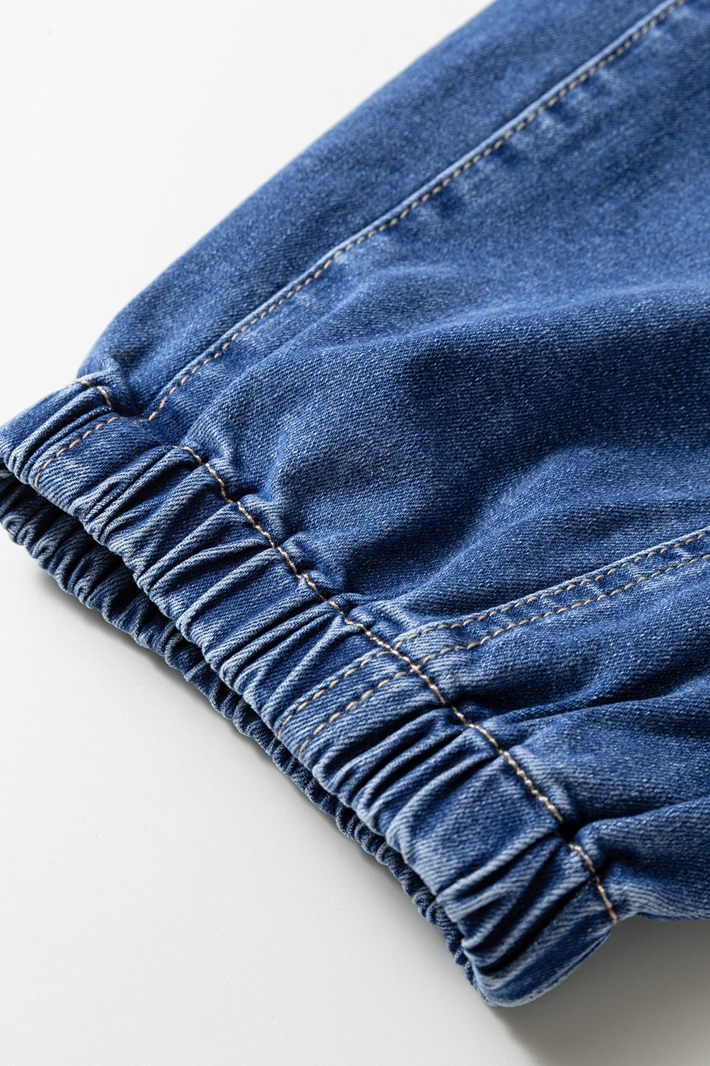 Blue 4 Buttons Front Tapered Casual Loose Fit Jeans