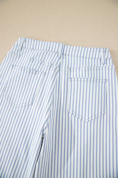 Stripe Casual Barrel Jeans