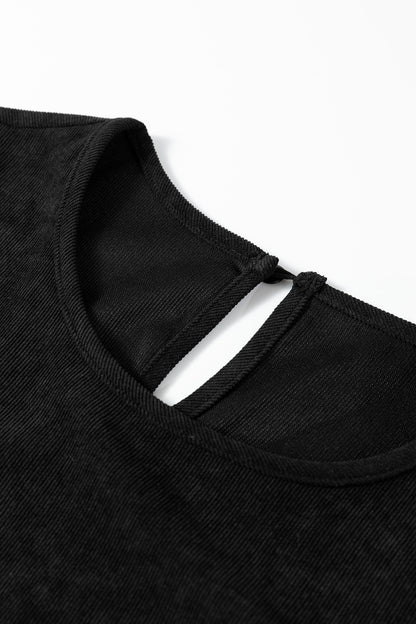 Black Lantern Sleeve Tiered Mini Dress