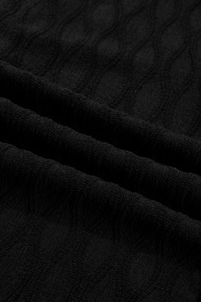 White Solid Color Textured Notched Neck Puff Sleeve Blouse