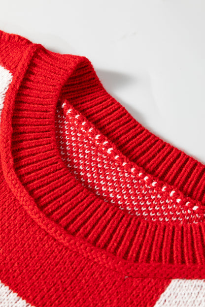 Khaki Checkered Bishop Sleeve Sweater