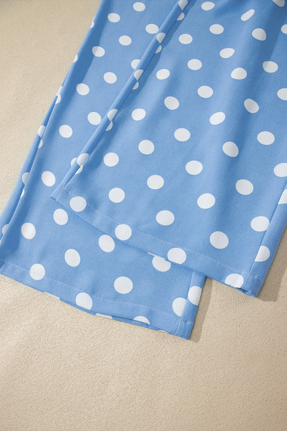 Polka Dot Print Patched Pocket Mid-rise Straight Leg Pants
