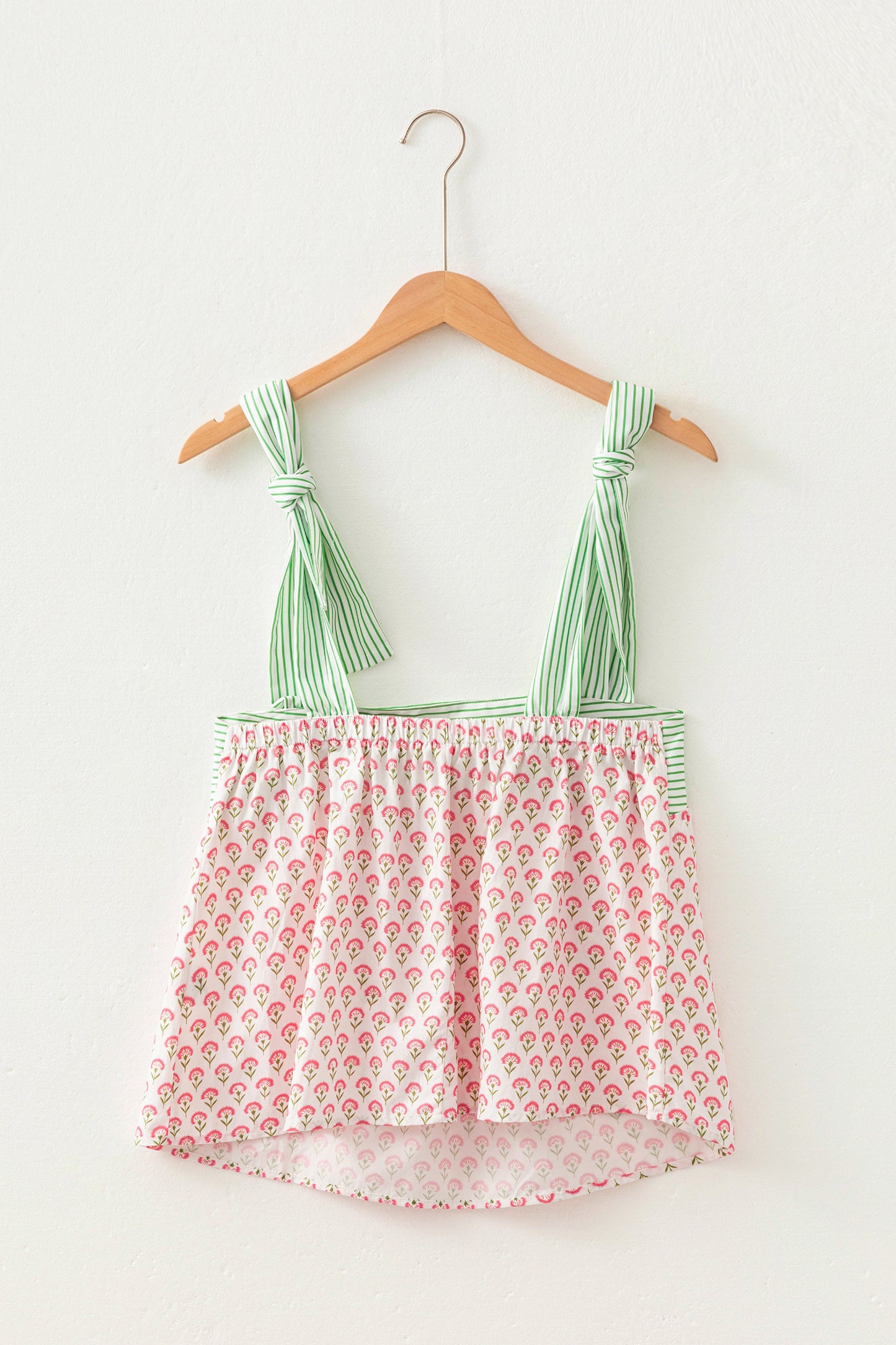 Fashion Printed Knot Straps Babydoll Tank Top