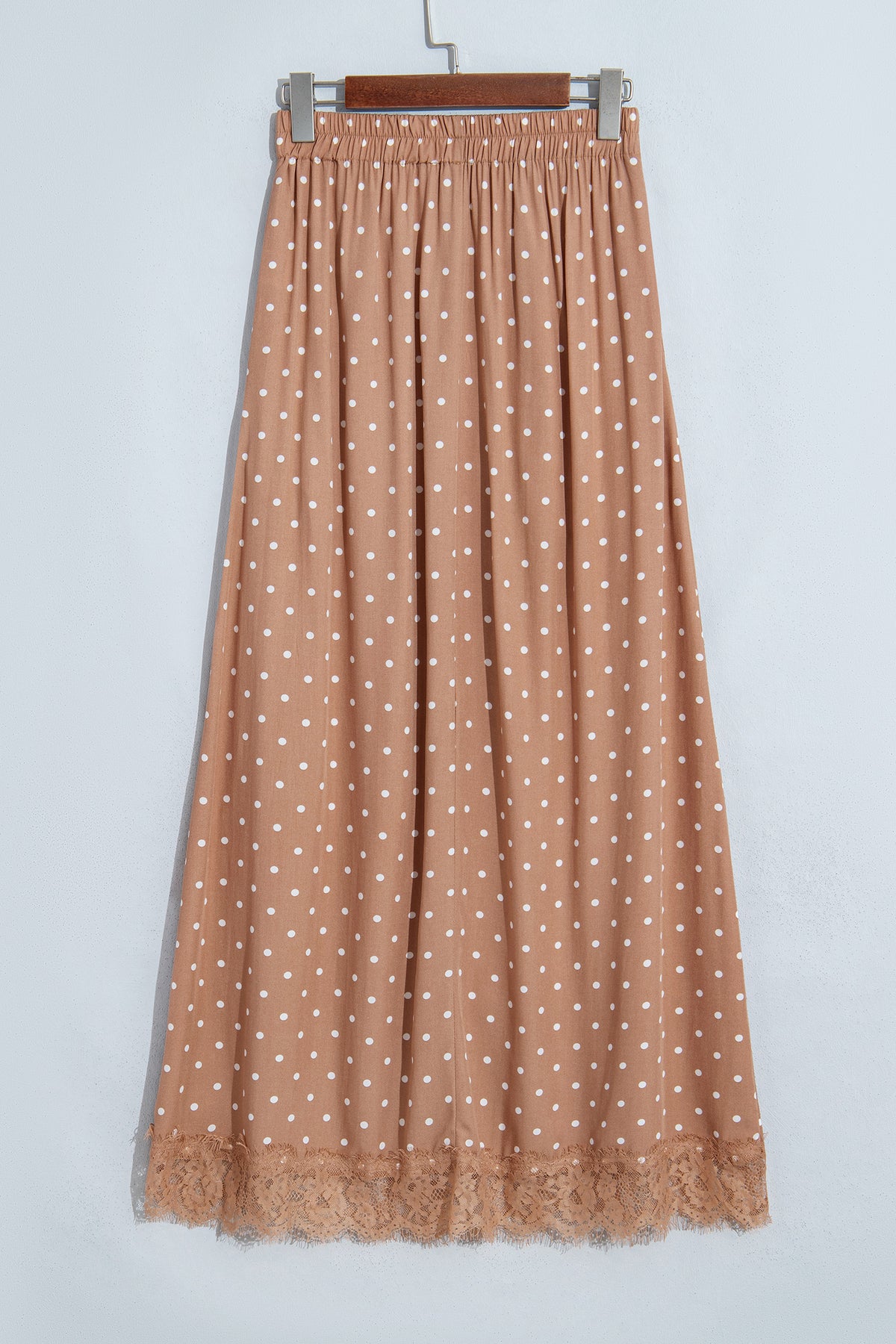 Polka Dot Lace Hem Elegant Long Shift Skirt