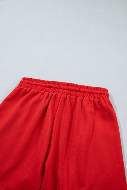 Checkerboard Plaid Long Sleeve Solid Color Shorts 2pcs Set