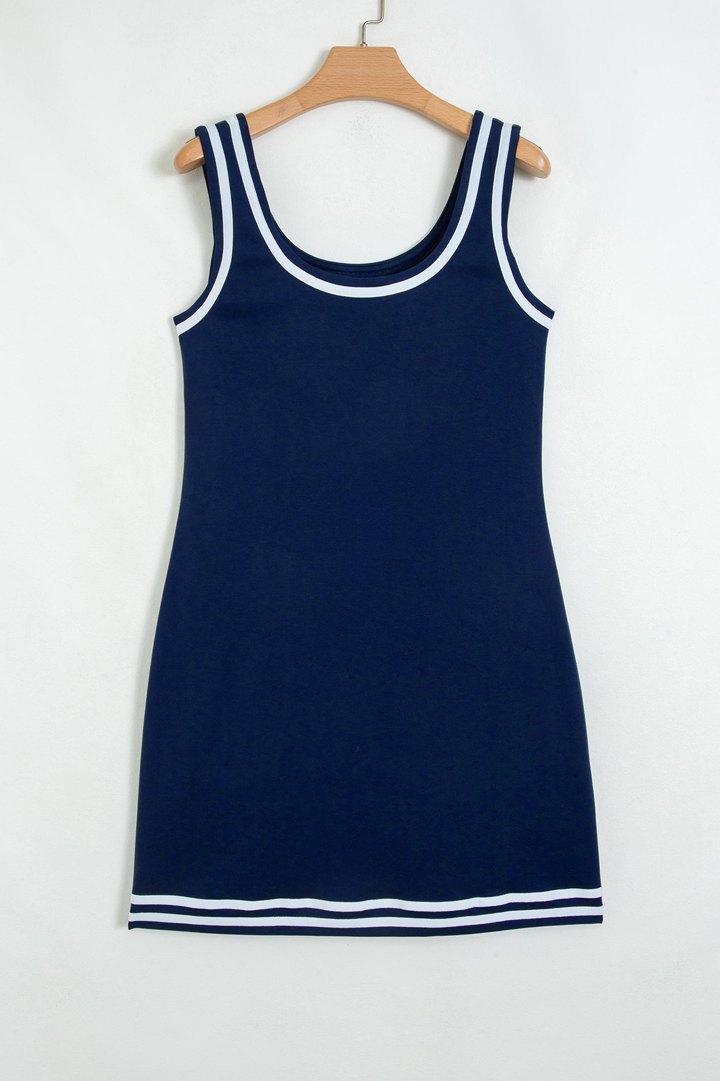 Contrast Trim U Neck Sleeveless Mini Dress