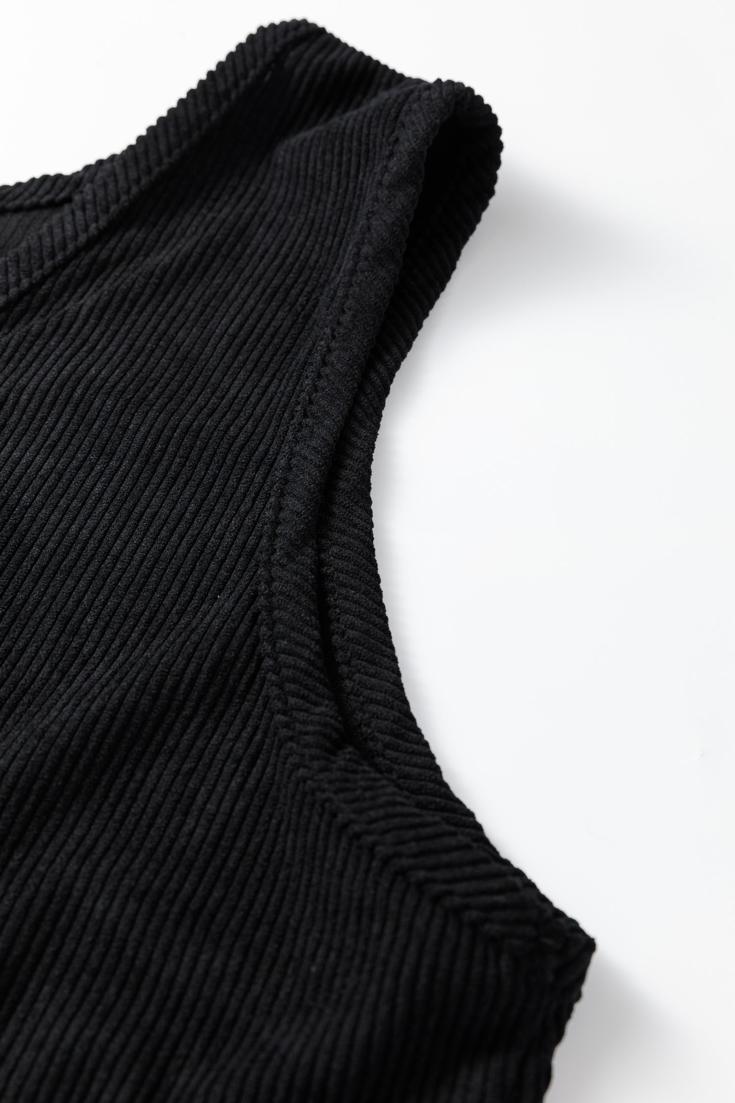 Black Plus Size Corduroy Patch Pocket Sleeveless Mini Dress