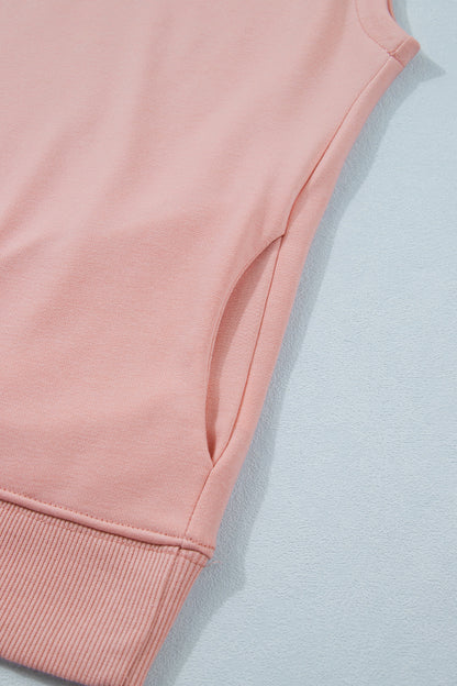 Solid Color High Neck Cap Sleeve Loose Top