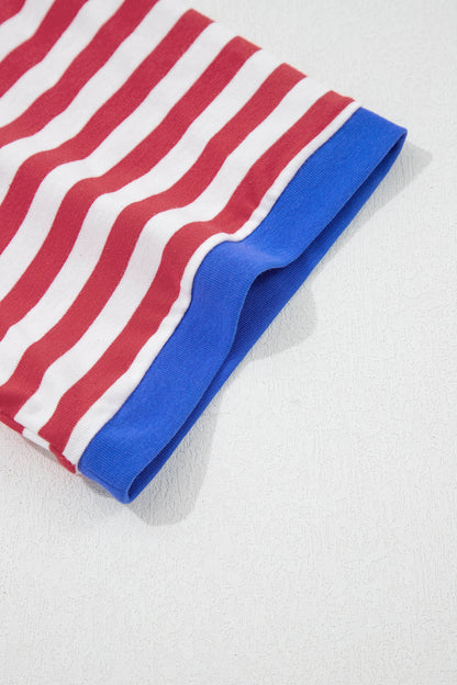 Stripe Nautical Tie Contrast Trim Round Neck T Shirt Mini Dress