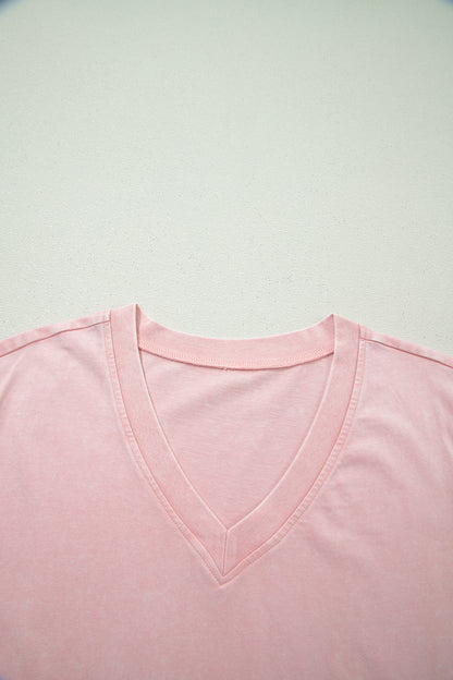 Mineral Wash V Neck Tee Matching Skort Set