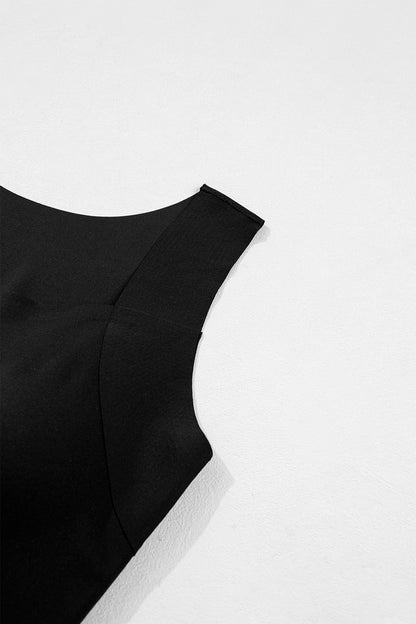 Solid Color Wide Strap Splicing Athleisure Tank Top