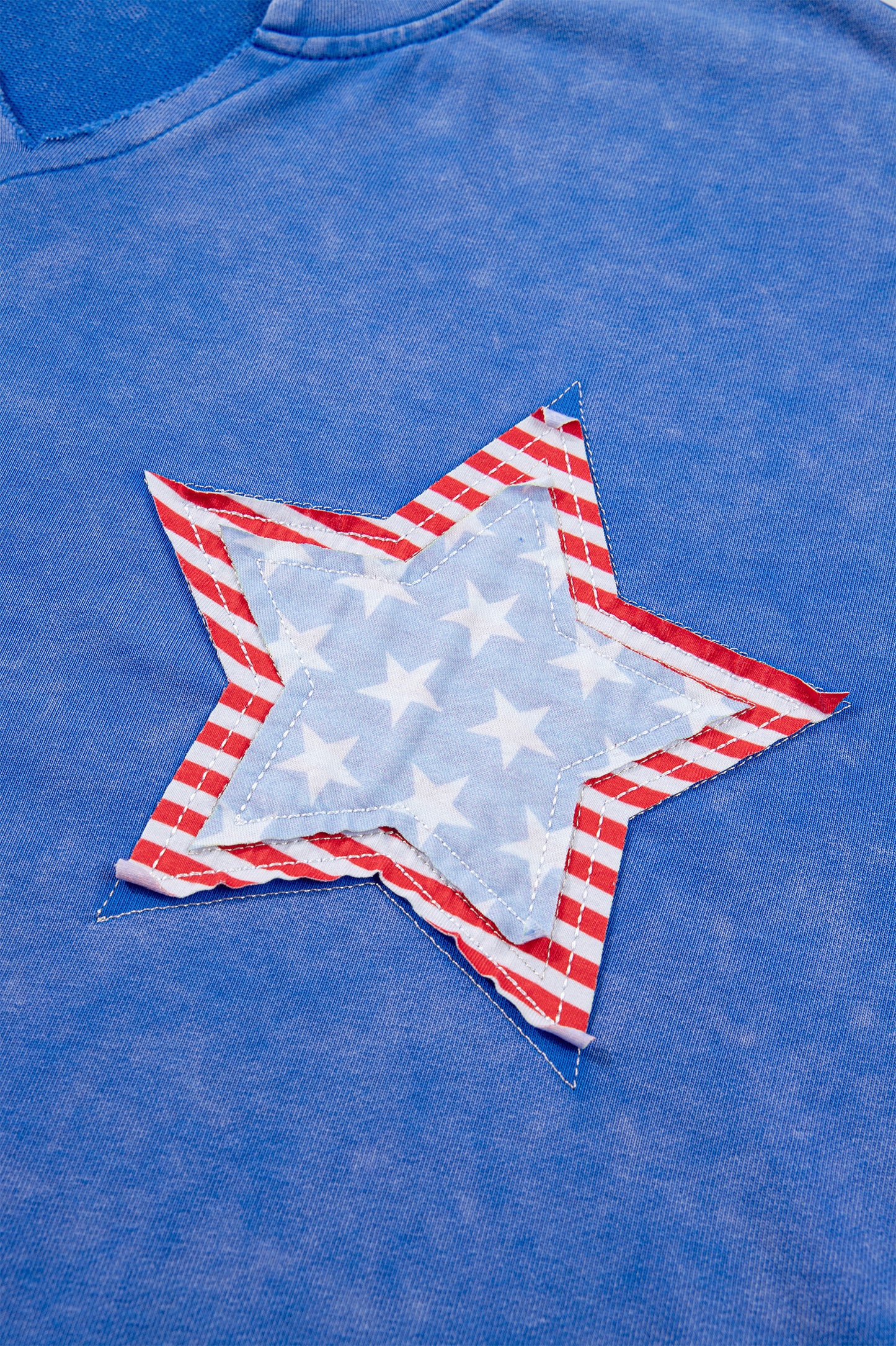 Patriot Star Patched Notched Neck Mineral Washed Tee