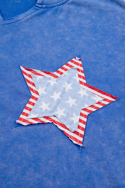 Patriot Star Patched Notched Neck Mineral Washed Tee