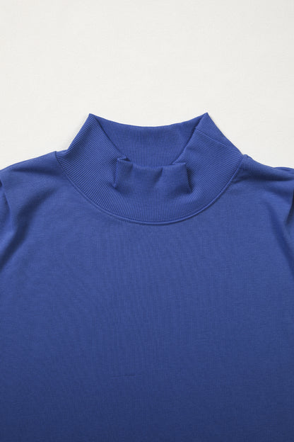 Solid Color High Neck Cap Sleeve Loose Top