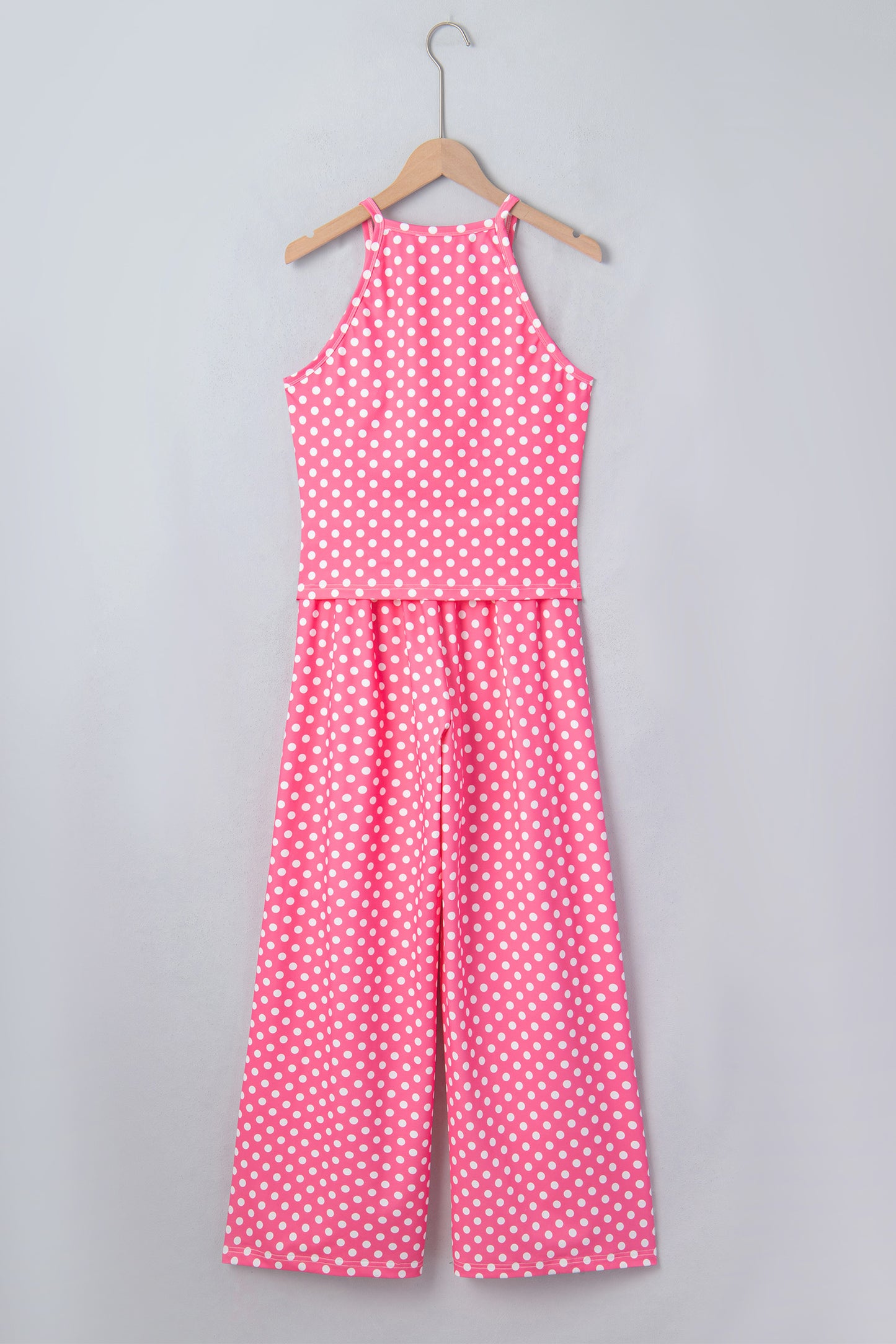 Polka Dot Print Slim Tank Loose Pants 2pcs Outfit