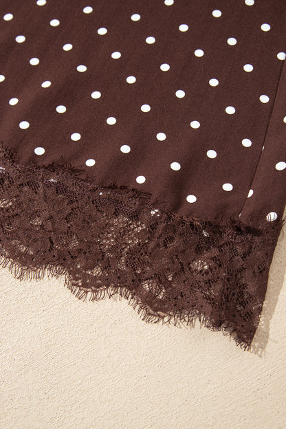 Polka Dot Lace Hem Elegant Long Shift Skirt